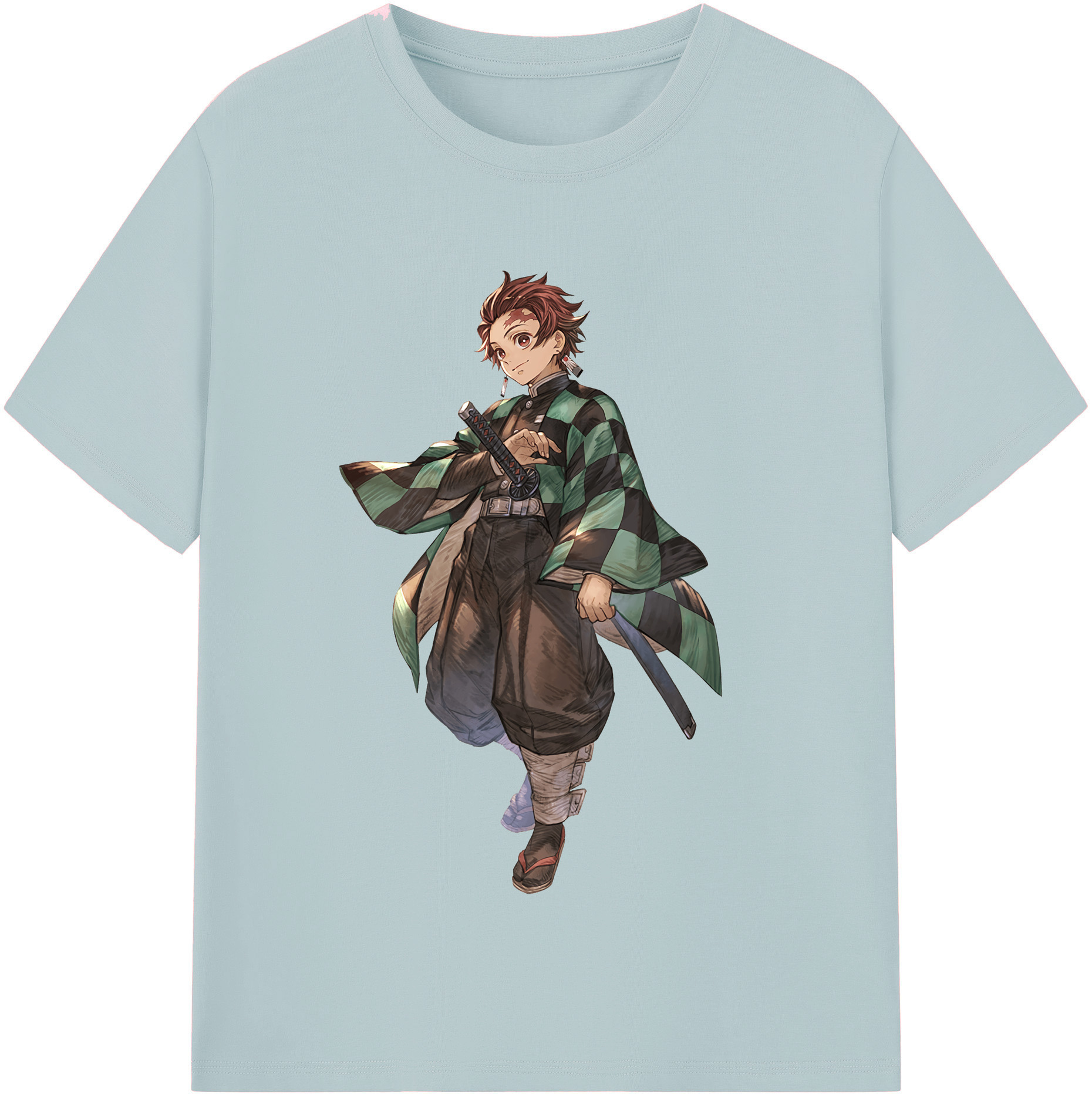 （画像用） 鬼滅の刃 竈門 炭治郎／かまど たんじろう Kamado Tanjirou 綿100％半袖Tシャツ（フロントプリント）